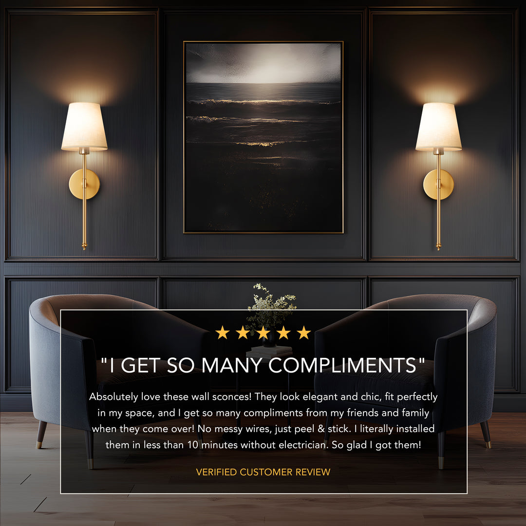 Wall Light Battery-Operated Remote & No-Drill Mount
