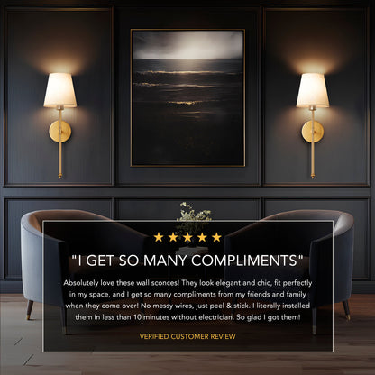 Wall Light Battery-Operated Remote & No-Drill Mount
