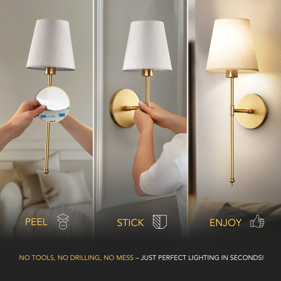 Wall Light Battery-Operated Remote & No-Drill Mount