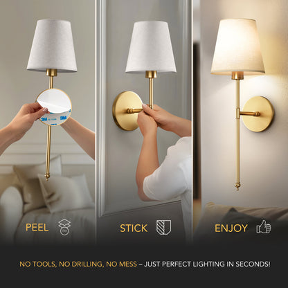 Wall Light Battery-Operated Remote & No-Drill Mount