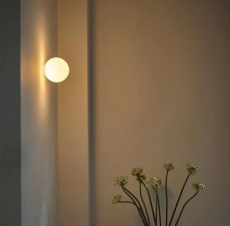 Wall Light Frosted Glass Globe Integrated LED Moisture Resistant