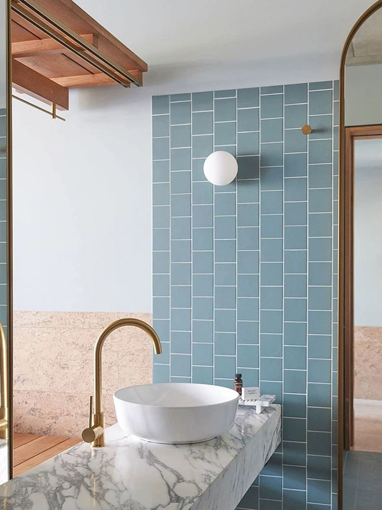 Wall Light Frosted Glass Globe Integrated LED Moisture Resistant