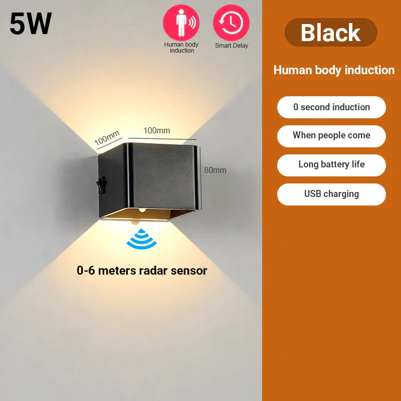 Wall Light Motion Sensor USB Rechargeable Magnetic Mount