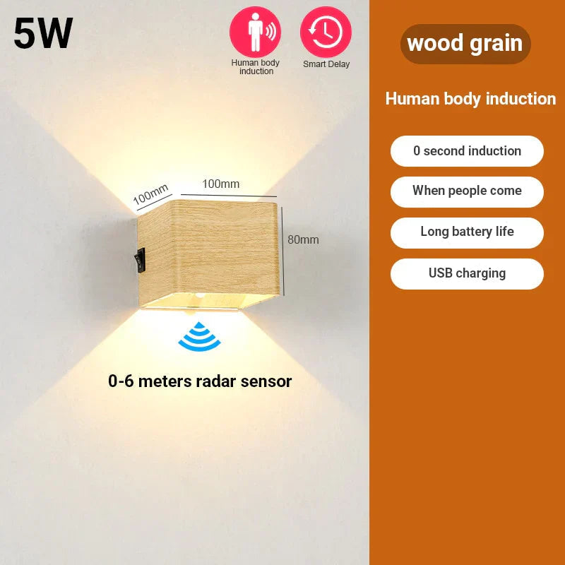 Wall Light Motion Sensor USB Rechargeable Magnetic Mount