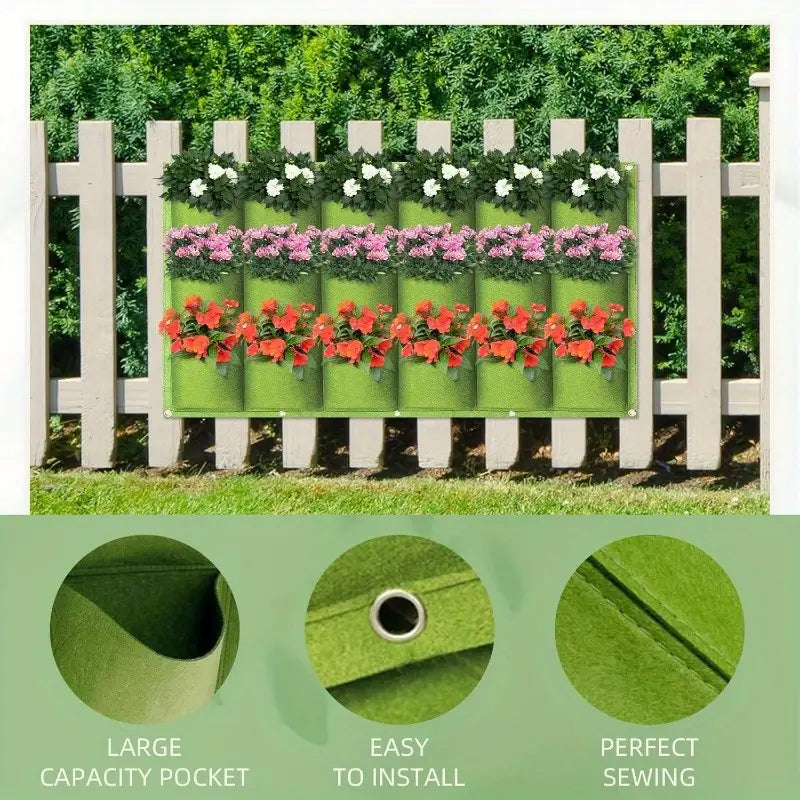 Wall-Mount Planter Bag 18 Pockets Breathable Felt