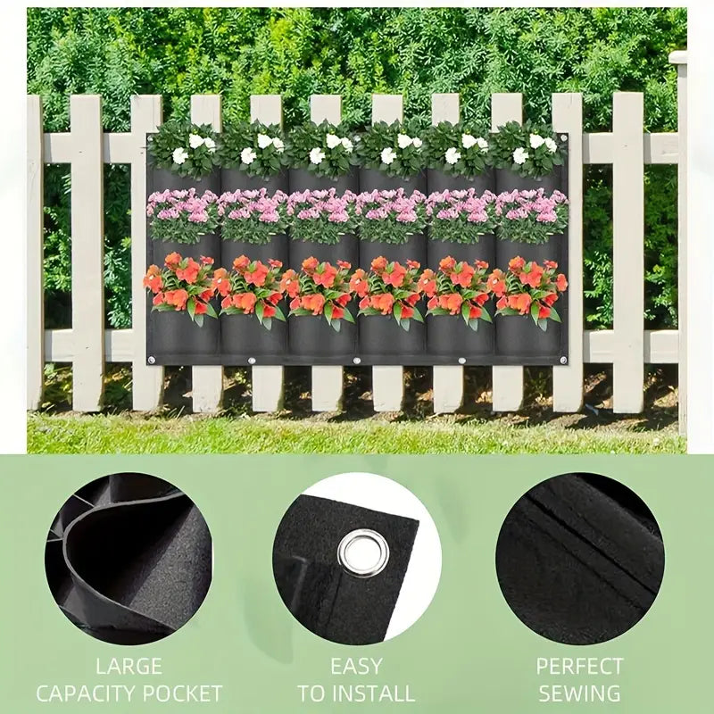 Wall-Mount Planter Bag 18 Pockets Breathable Felt