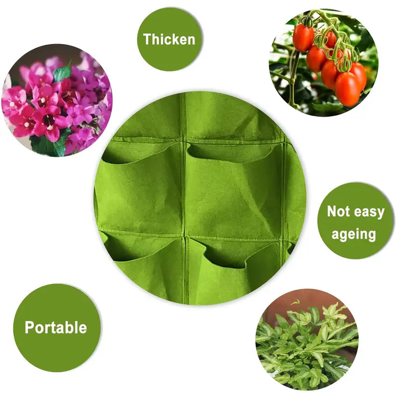 Wall-Mount Planter Bag 18 Pockets Breathable Felt