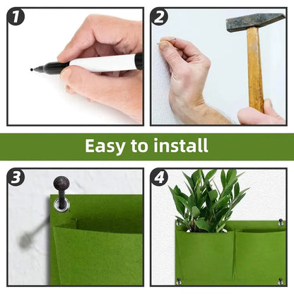 Wall-Mount Planter Bag 18 Pockets Breathable Felt