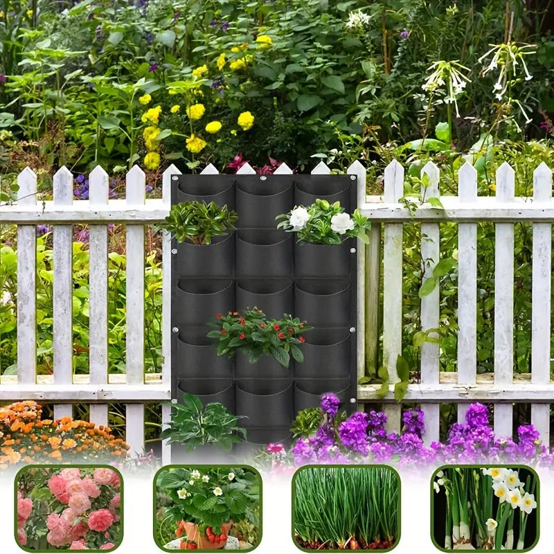 Wall-Mount Planter Bag 18 Pockets Breathable Felt
