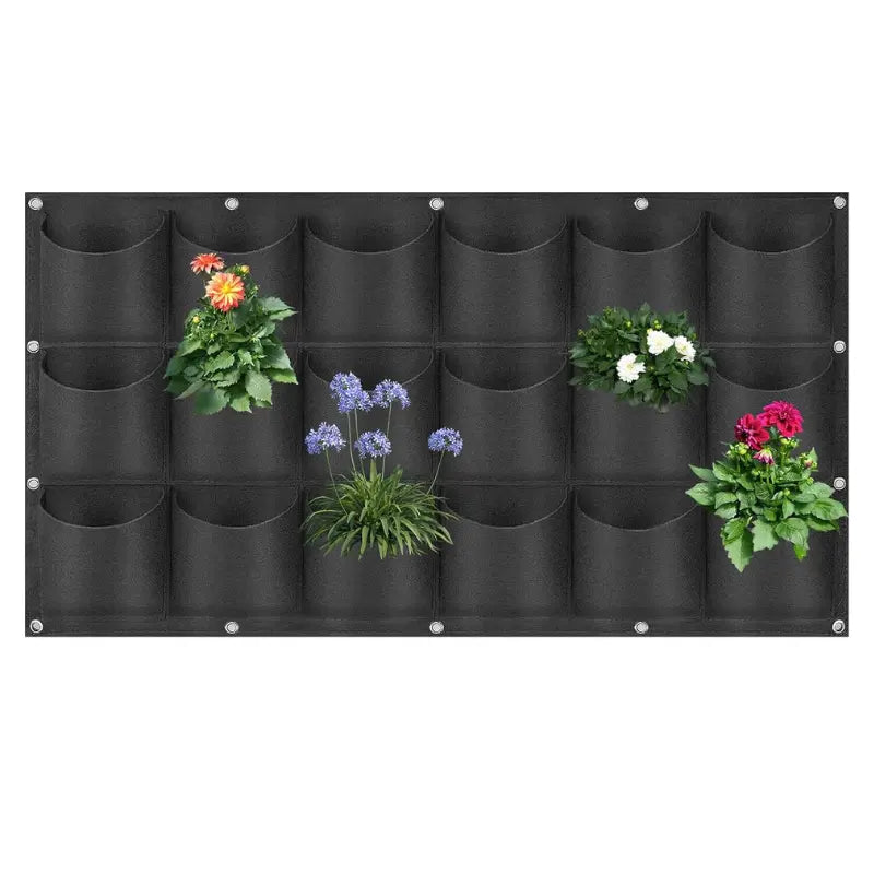 Wall-Mount Planter Bag 18 Pockets Breathable Felt
