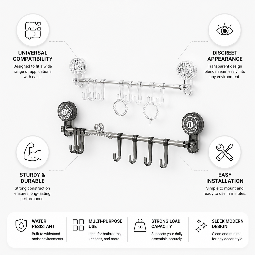 Wall Mount Space-Saving Transparent Universal Fit