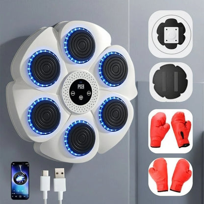 Wall-Mounted Boxing Trainer Bluetooth Music & RGB Lighting