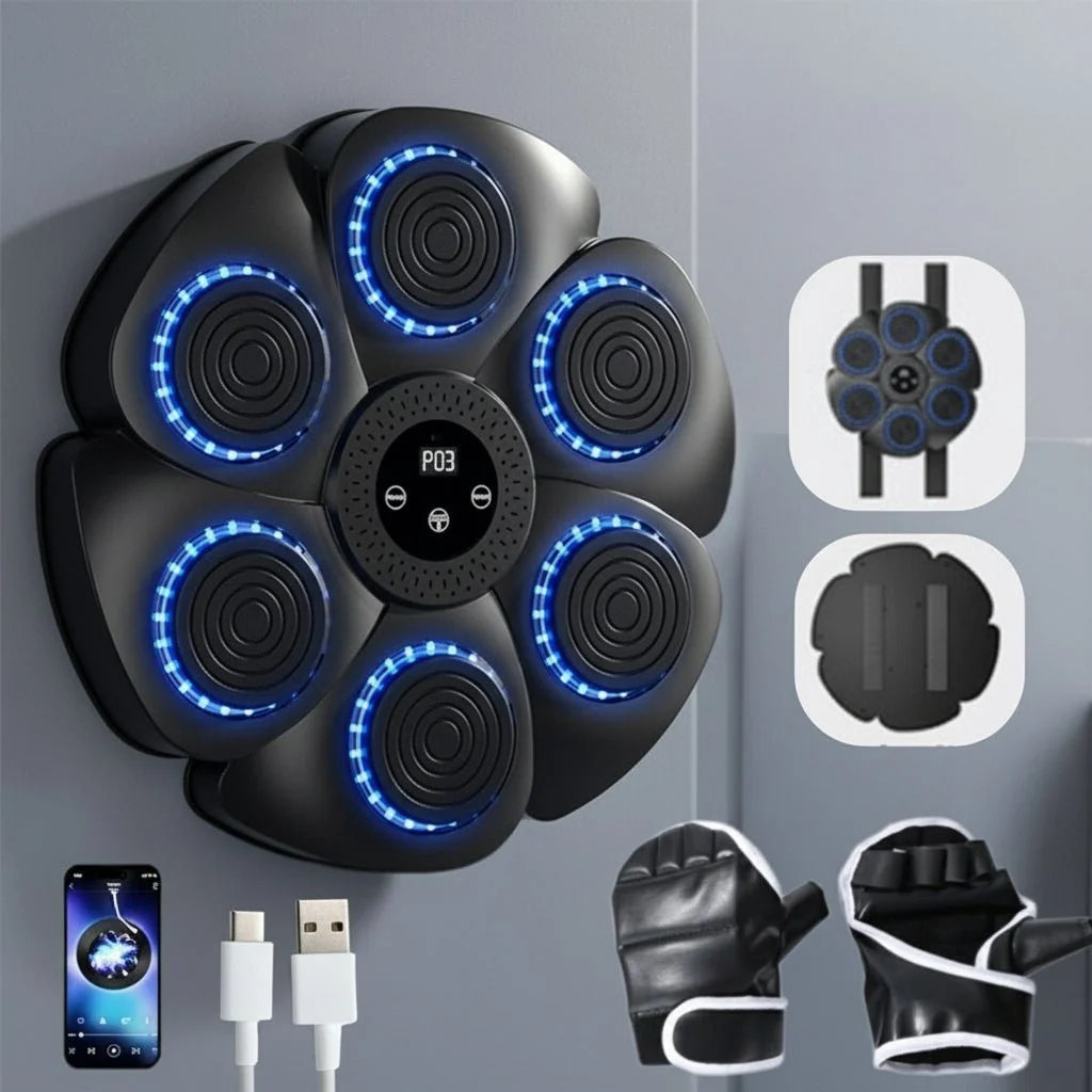 Wall-Mounted Boxing Trainer Bluetooth Music & RGB Lighting