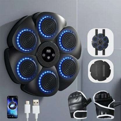 Wall-Mounted Boxing Trainer Bluetooth Music & RGB Lighting