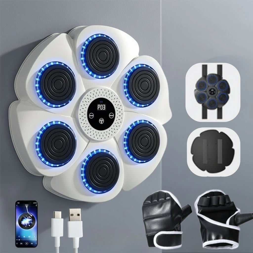 Wall-Mounted Boxing Trainer Bluetooth Music & RGB Lighting