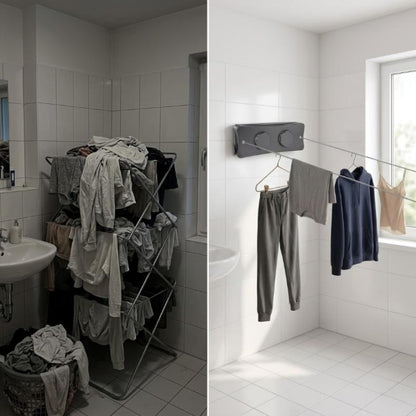 Wall-Mounted Clothes Drying Rack Extendable 5.1 m Double Line