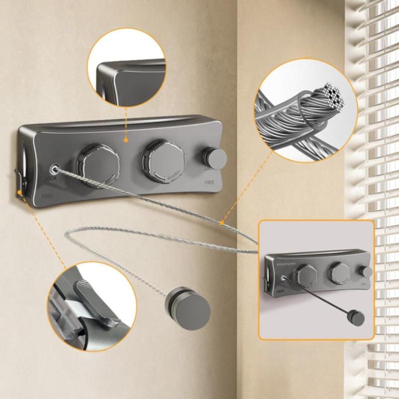 Wall-Mounted Clothes Drying Rack Extendable 5.1 m Double Line