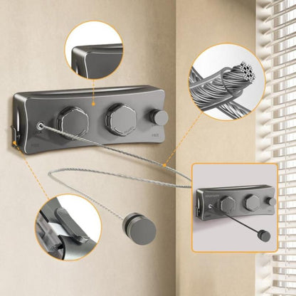 Wall-Mounted Clothes Drying Rack Extendable 5.1 m Double Line