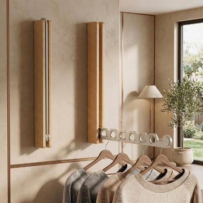 Wall-Mounted Clothes Rack Foldable Solid Wood