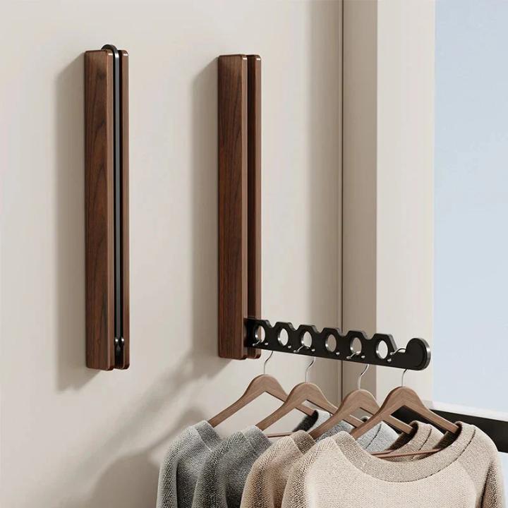 Wall-Mounted Clothes Rack Foldable Solid Wood