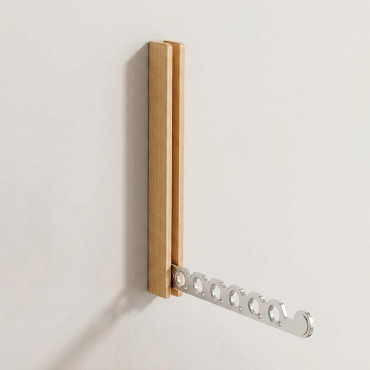 Wall-Mounted Clothes Rack Foldable Solid Wood