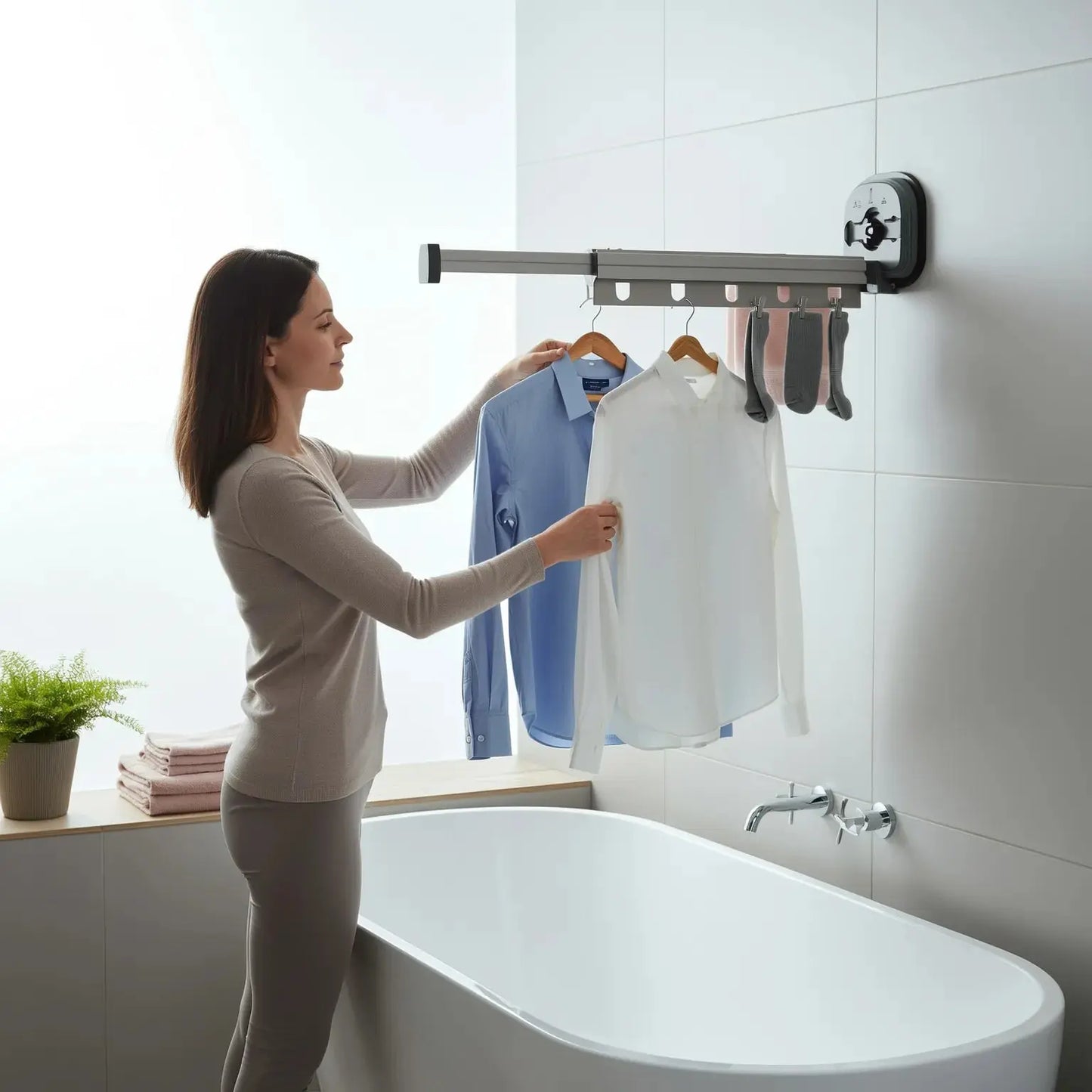 Wall-Mounted Drying Rack Foldable & Space-Saving Suction Mount
