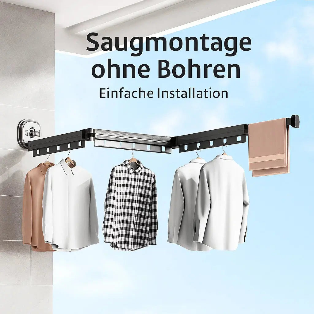 Wall-Mounted Drying Rack Foldable & Space-Saving Suction Mount