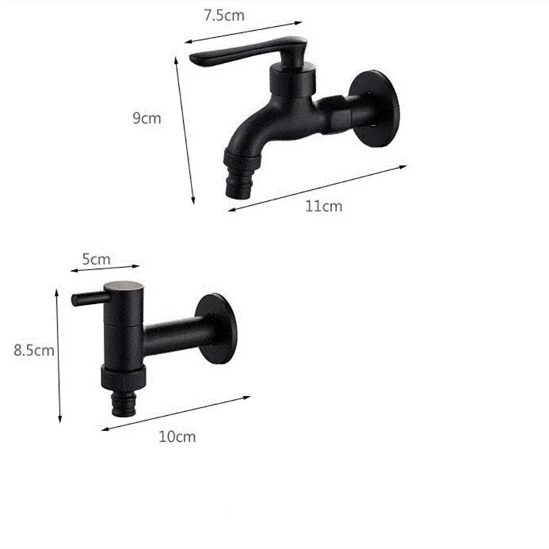 Wall-Mounted Garden Faucet Solid Brass Matte Black
