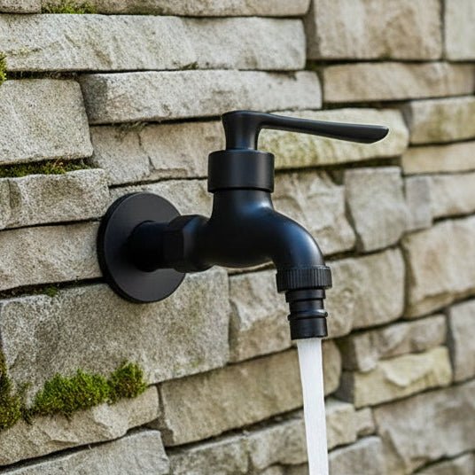 Wall-Mounted Garden Faucet Solid Brass Matte Black