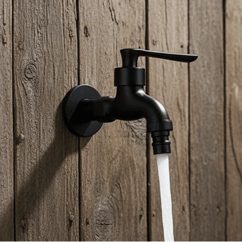 Wall-Mounted Garden Faucet Solid Brass Matte Black