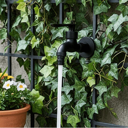 Wall-Mounted Garden Faucet Solid Brass Matte Black