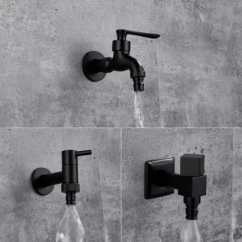 Wall-Mounted Garden Faucet Solid Brass Matte Black