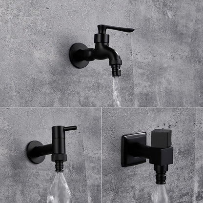 Wall-Mounted Garden Faucet Solid Brass Matte Black