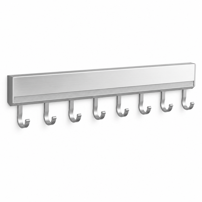Wall-Mounted Hook Rail Aluminum Adhesive Mount Adjustable Hooks