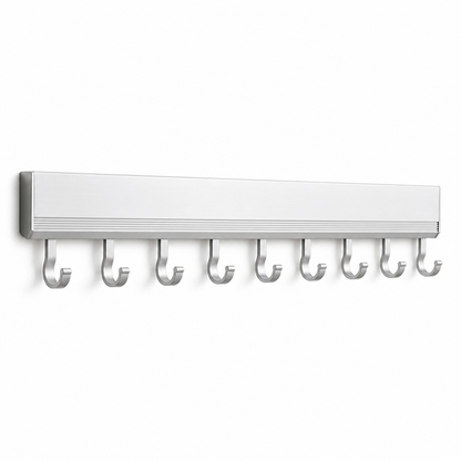 Wall-Mounted Hook Rail Aluminum Adhesive Mount Adjustable Hooks