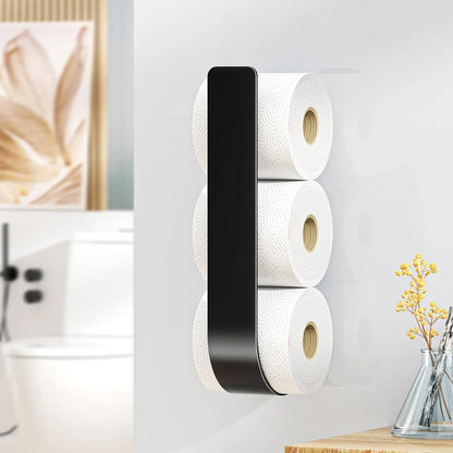 Wall-Mounted Toilet Paper Holder Stainless Steel No-Drill 3-Roll