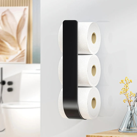 Wall-Mounted Toilet Paper Holder Stainless Steel No-Drill 3-Roll