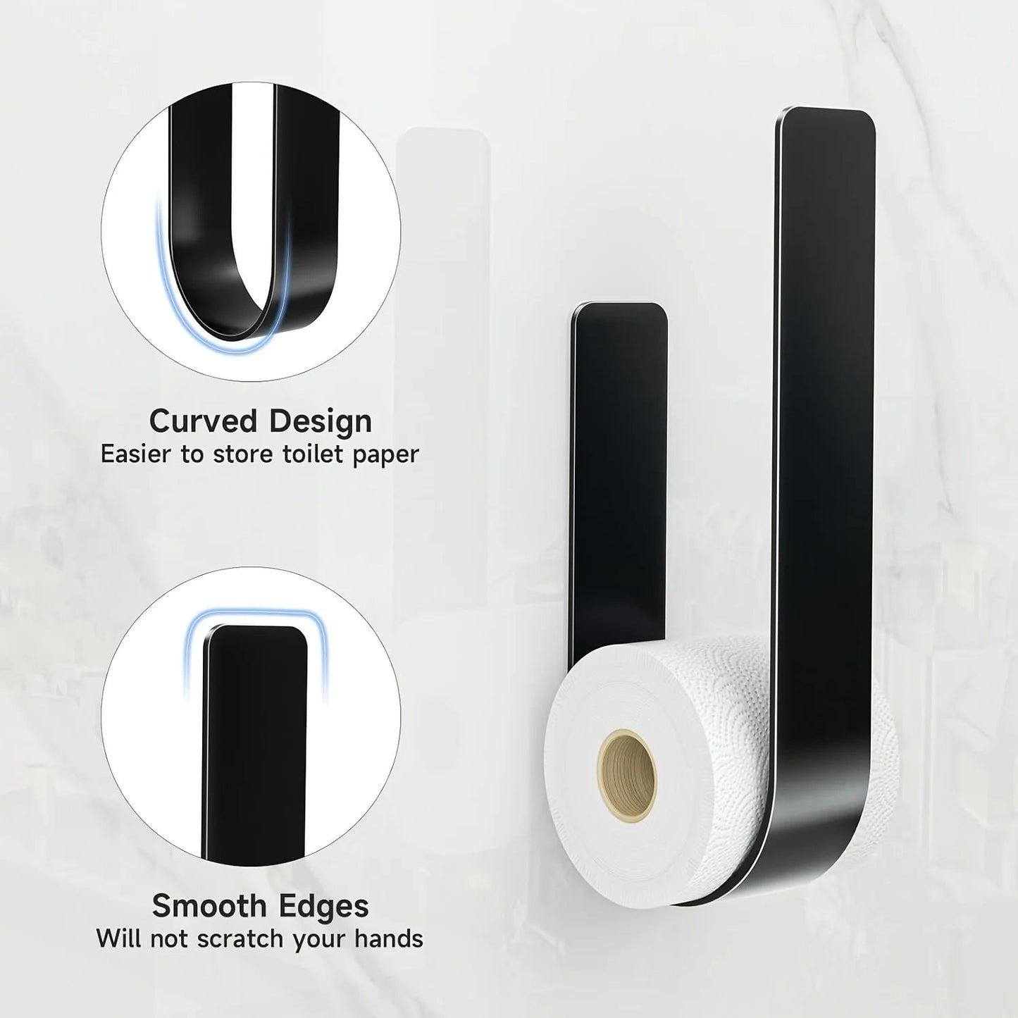 Wall-Mounted Toilet Paper Holder Stainless Steel No-Drill 3-Roll