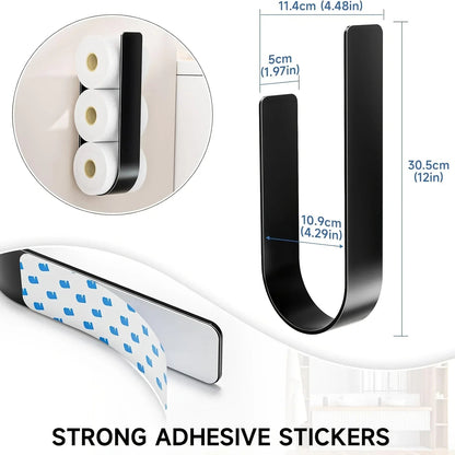 Wall-Mounted Toilet Paper Holder Stainless Steel No-Drill 3-Roll