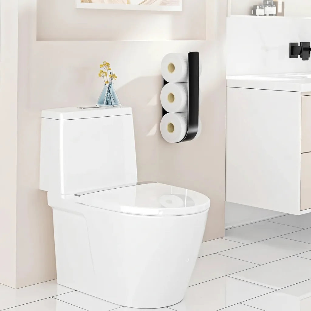 Wall-Mounted Toilet Paper Holder Stainless Steel No-Drill 3-Roll