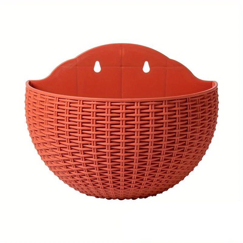 Wall Planter Rattan-Look Water Reservoir & Drainage