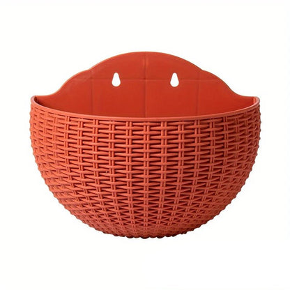 Wall Planter Rattan-Look Water Reservoir & Drainage