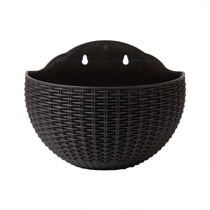 Wall Planter Rattan-Look Water Reservoir & Drainage
