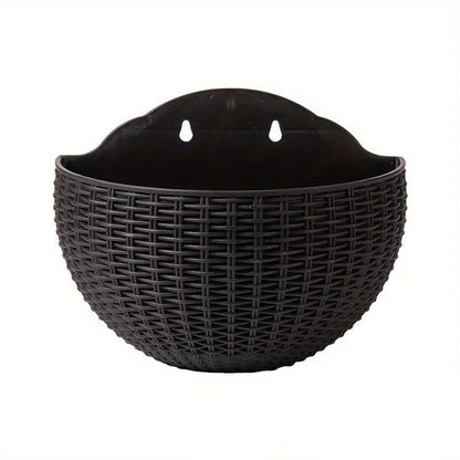 Wall Planter Rattan-Look Water Reservoir & Drainage