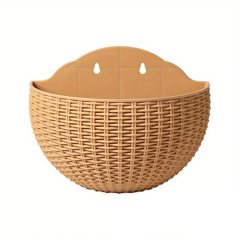 Wall Planter Rattan-Look Water Reservoir & Drainage