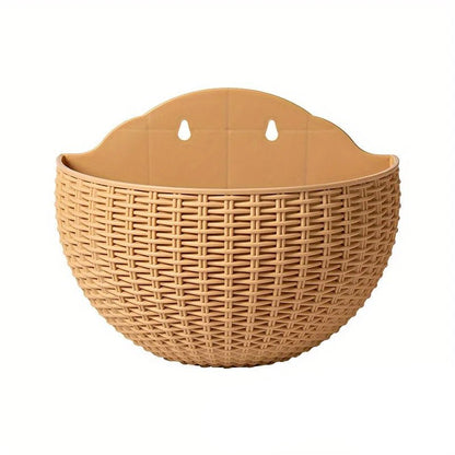 Wall Planter Rattan-Look Water Reservoir & Drainage