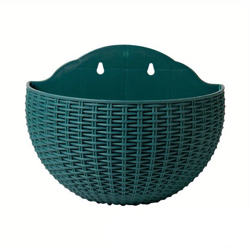 Wall Planter Rattan-Look Water Reservoir & Drainage