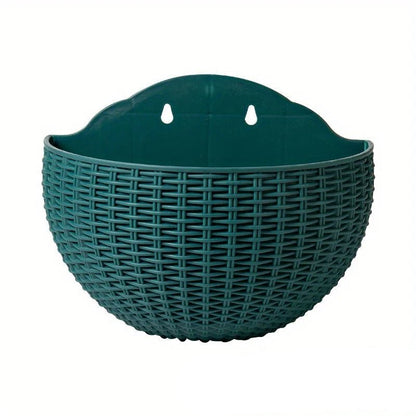 Wall Planter Rattan-Look Water Reservoir & Drainage
