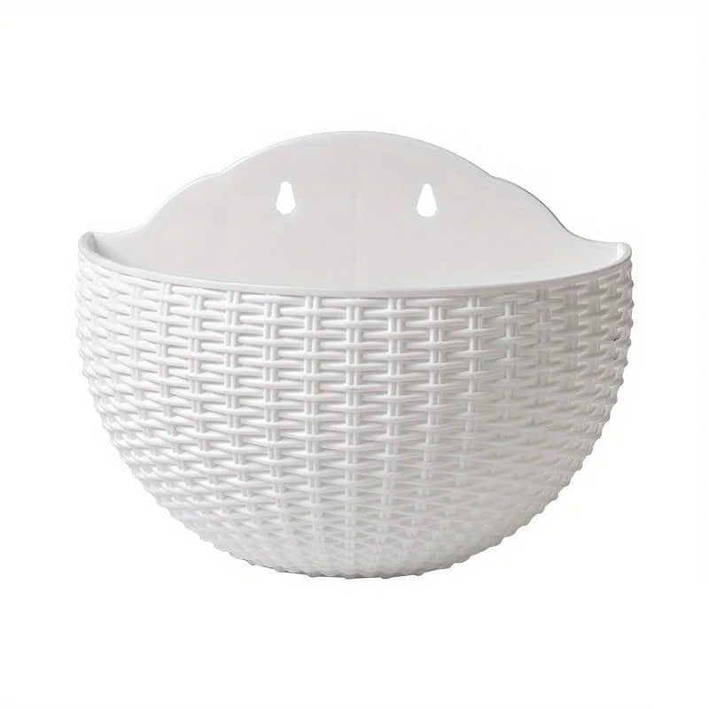 Wall Planter Rattan-Look Water Reservoir & Drainage