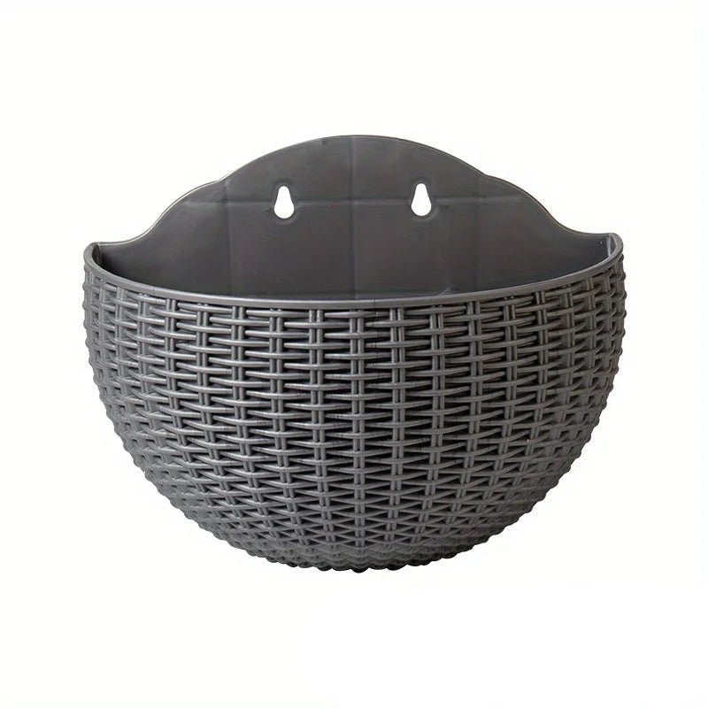 Wall Planter Rattan-Look Water Reservoir & Drainage